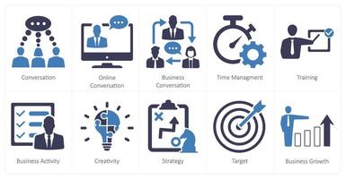 un conjunto de 10 mezcla íconos como conversación, en línea conversación, negocio conversacion vector