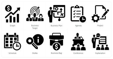 A set of 10 business presentation icons as graph, business target, business plan vector