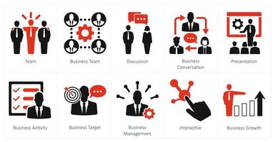 A set of 10 mix icons as team, business team, discussion vector