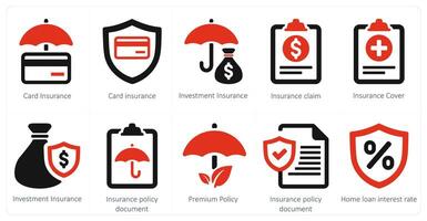un conjunto de 10 seguro íconos como tarjeta seguro, inversión seguro, seguro Reclamación vector
