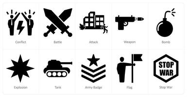 A set of 10 mix icons as conflict, battle, attack vector