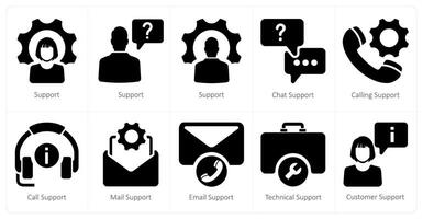 A set of 10 Customer Support icons as support, chat support, calling support vector