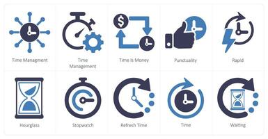 A set of 10 mix icons as time management, time is money, punctuality vector