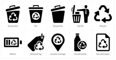 A set of 10 Ecology icons as recycle bin, bin, use bin vector