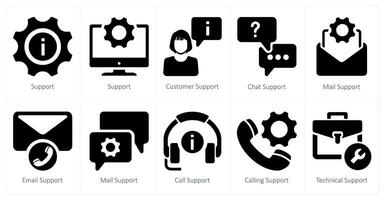 un conjunto de 10 cliente apoyo íconos como apoyo, cliente apoyo, charla apoyo vector