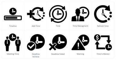 A set of 10 mix icons as timeline, add time, time vector