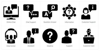 A set of 10 Customer Support icons as online chat, chat support, question answer vector