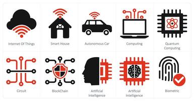 A set of 10 mix icons as internet of things, smart house, autonomous car vector