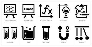 A set of 10 Science and Experiment icons as chemistry classes, presentation, formula science vector