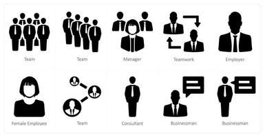 un conjunto de 10 humano recursos íconos como equipo, gerente, trabajo en equipo vector