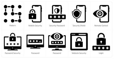 A set of 10 Security icons as pattern, mobile security, security password vector