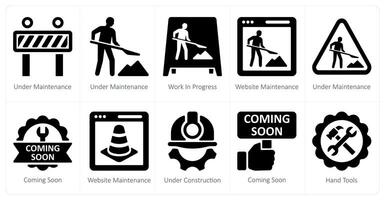 A set of 10 Under Construction icons as under construction, work in progress, website maintenance vector