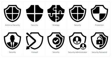 A set of 10 Security icons as antivirus security, security, strategy vector