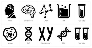 A set of 10 Science and Experiment icons as chemistry classes, science class, formula science vector