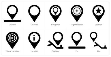 A set of 10 Navigation icons as location, navigation, target location vector