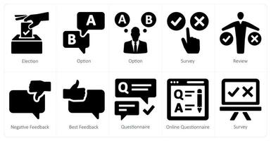 A set of 10 survey and ratings icons as election, option, survey vector