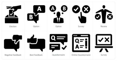 un conjunto de 10 encuesta y calificaciones íconos como elección, opción, encuesta vector