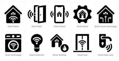 A set of 10 Smart Home icons as smart home, smart door, smart house vector