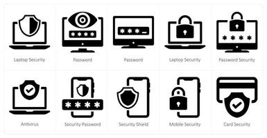 A set of 10 Security icons as laptop security, password, antivirus vector