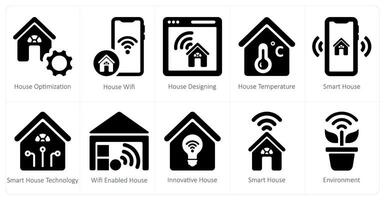 un conjunto de 10 inteligente hogar íconos como casa mejoramiento, casa Wifi, hogar diseño vector