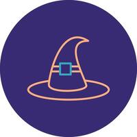 Witch Hat Line Two Color Circle Icon vector