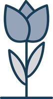 Tulip Line Filled Grey Icon vector