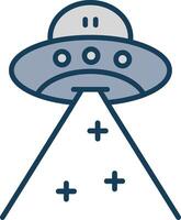 Ufo Line Filled Grey Icon vector