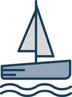 Catamaran Line Filled Grey Icon vector