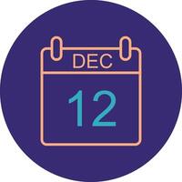December Line Two Color Circle Icon vector