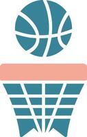 icono de dos colores de glifo de baloncesto vector