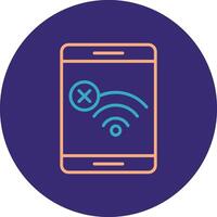 No Wifi Line Two Color Circle Icon vector