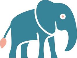 elefante glifo icono de dos colores vector