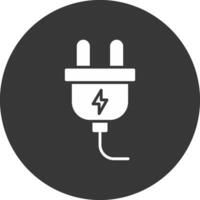 Power Cable Glyph Inverted Icon vector