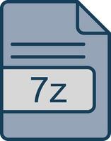 7z archivo formato línea lleno gris icono vector
