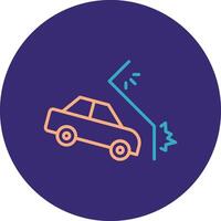 Car Crash Line Two Color Circle Icon vector