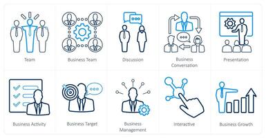 A set of 10 mix icons as team, business team, discussion vector