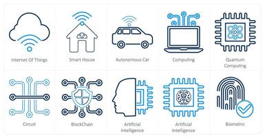 A set of 10 mix icons as internet of things, smart house, autonomous car vector