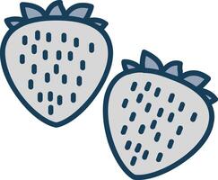 Strawberries Line Filled Grey Icon vector