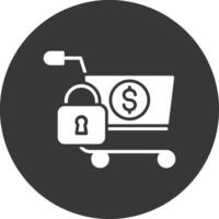 seguro onglifo invertido compras glifo invertido icono vector