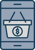 Mobile Shopping Line Filled Grey Icon vector