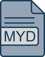 MYD File Format Line Filled Grey Icon vector