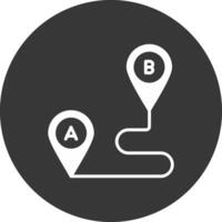 Route Planning Glyph Inverted Icon vector