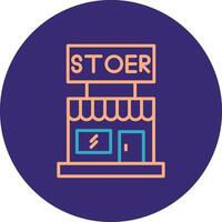 Store Line Two Color Circle Icon vector
