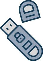 USB línea lleno gris icono vector