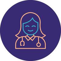 Female Doctor Line Two Color Circle Icon vector