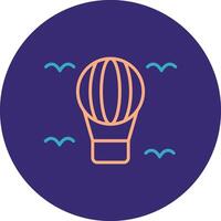 Hot Air Balloon Line Two Color Circle Icon vector