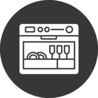 Dishwasher Glyph Inverted Icon vector