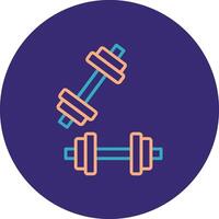 Dumbell Line Two Color Circle Icon vector