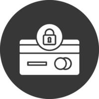 crédito tarjeta seguridad glifo invertido icono vector