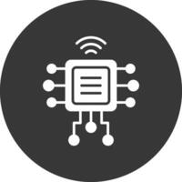 Computer Chip Glyph Inverted Icon vector